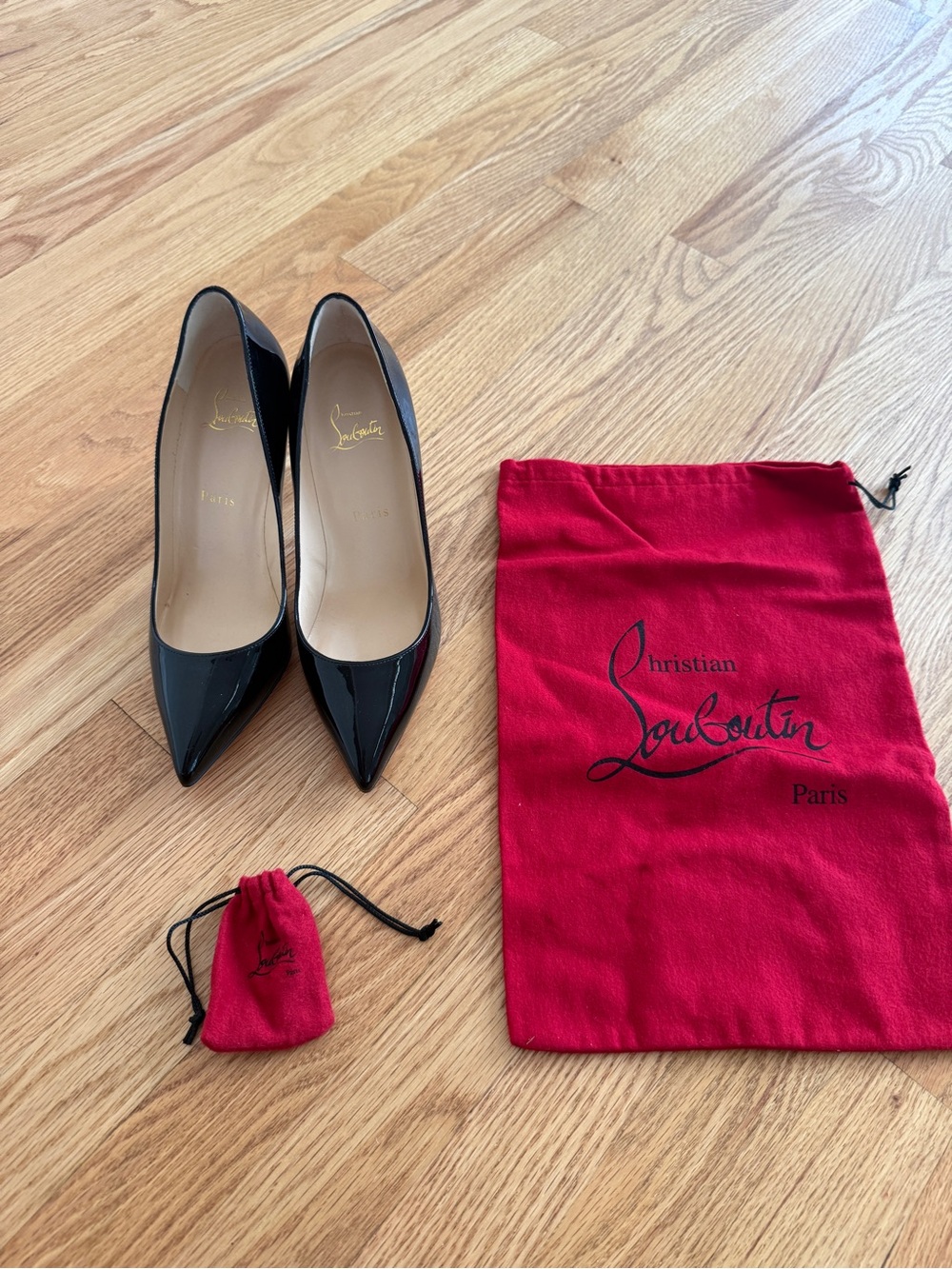 Christian Louboutin Pigalle 85 patent calf black heels size 38.5